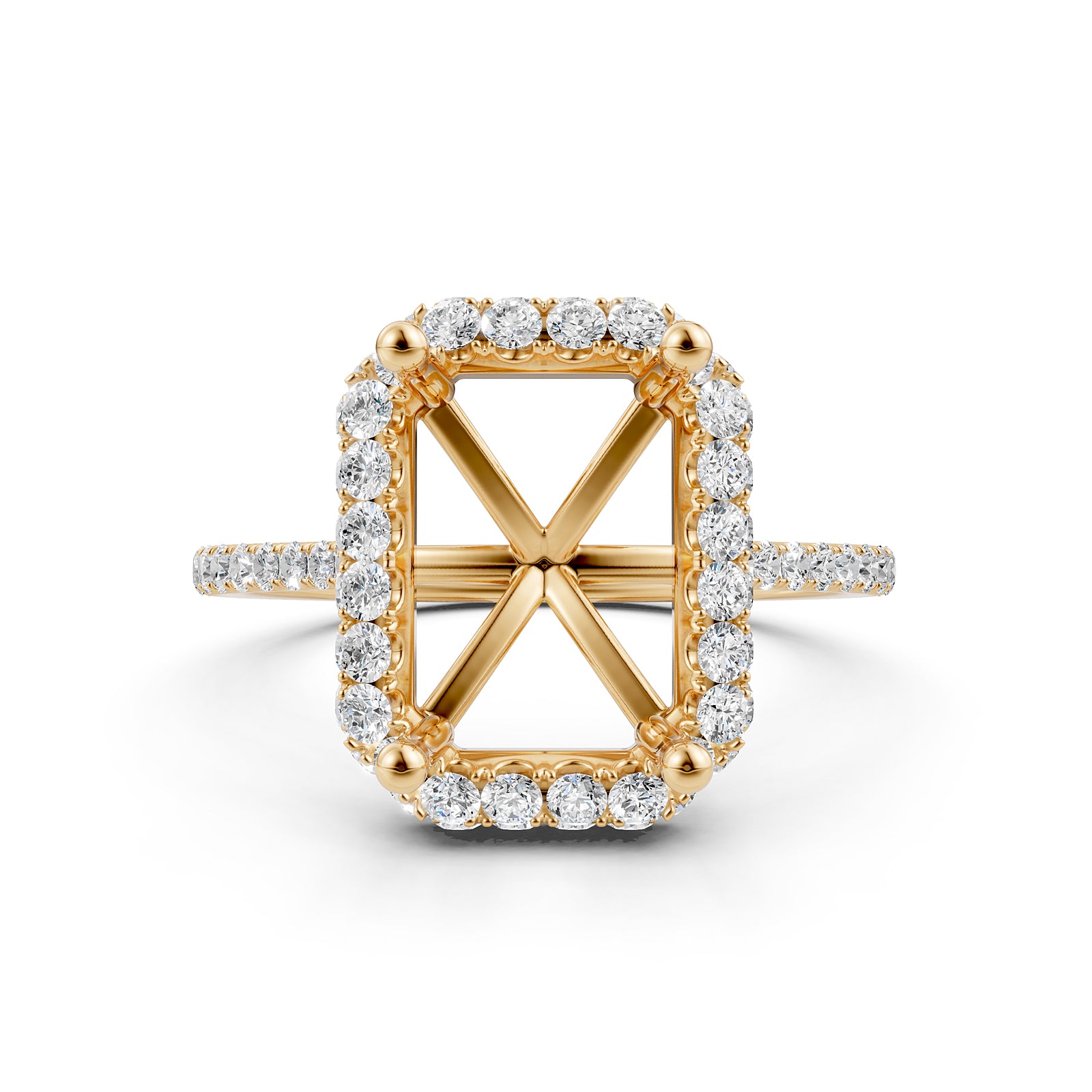 Double Halo Semi Mount Lab Grown Diamond Engagement Ring 0.53 Ct.